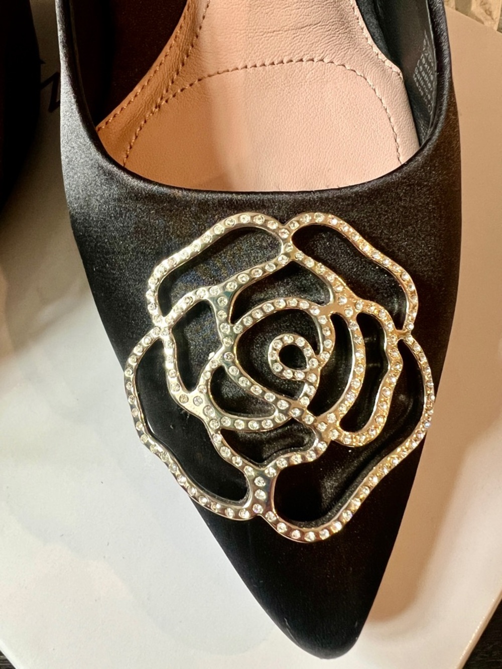 New Taryn Rose Maci Crystal black satin pumps - Picture 3 of 8